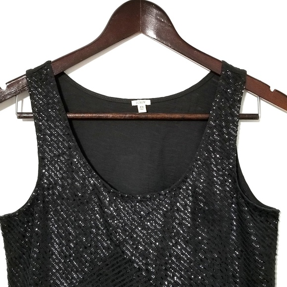 J. Crew Black Sequin Zigzag Tank Top - Picture 3 of 8